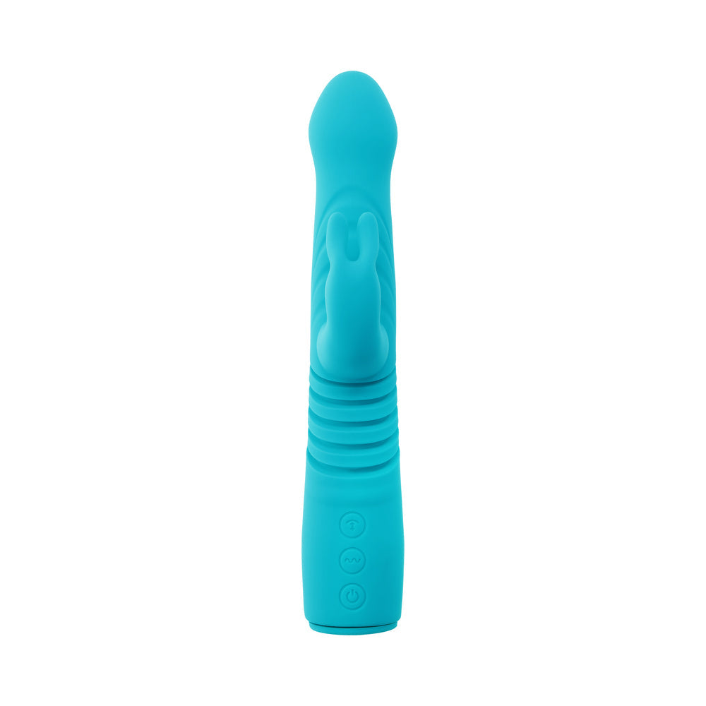 Evolved Bunny Hop Rechargeable Silicone Thrusting Rabbit Vibrator – Teal