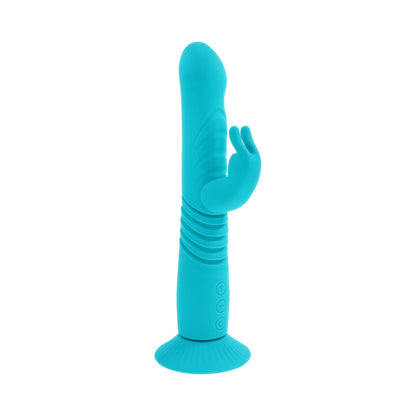 Evolved Bunny Hop Rechargeable Silicone Thrusting Rabbit Vibrator – Teal