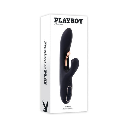 Playboy Aureus Rechargeable Silicone Rabbit Vibrator – Black – G-Spot Stimulation