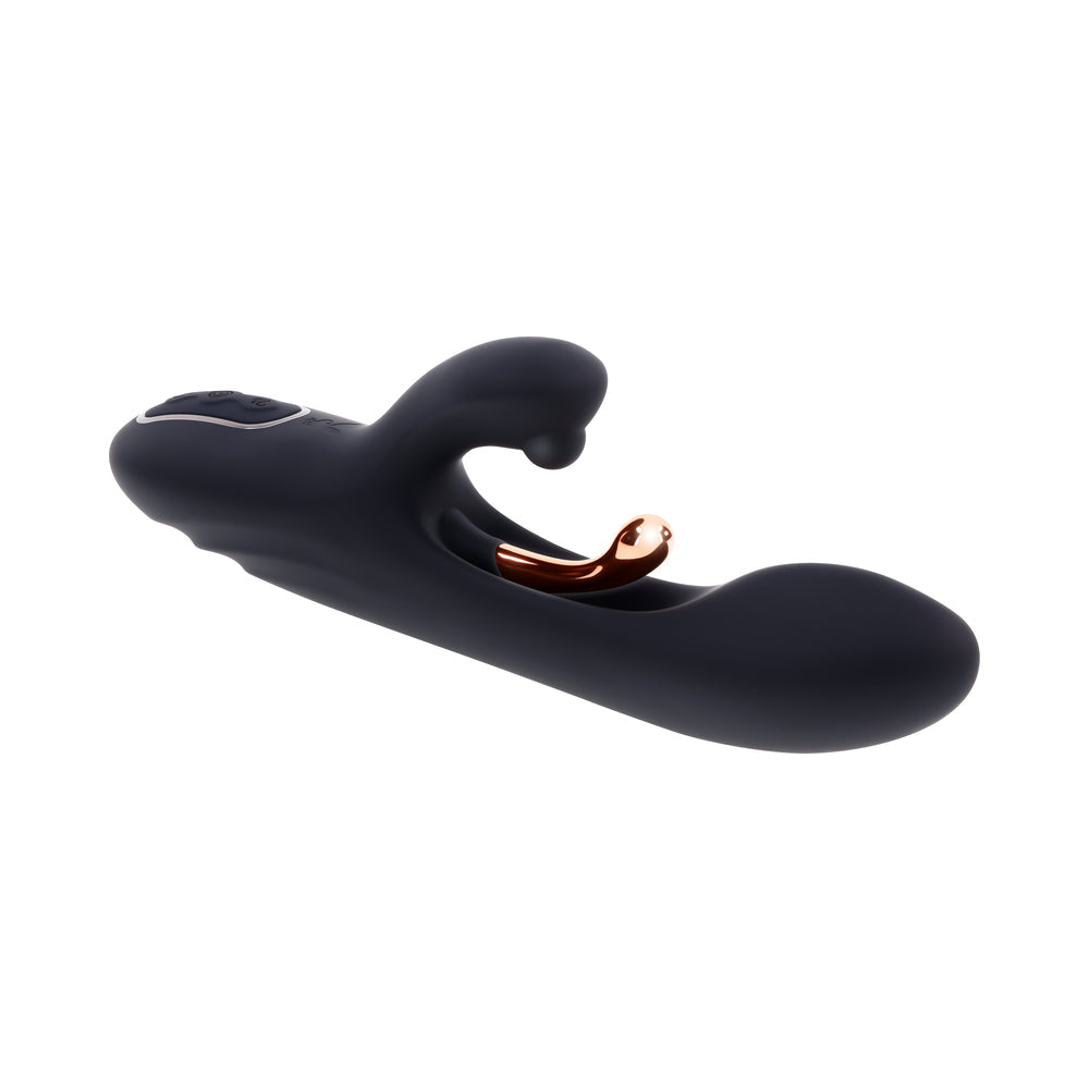 Playboy Aureus Rechargeable Silicone Rabbit Vibrator – Black – G-Spot Stimulation