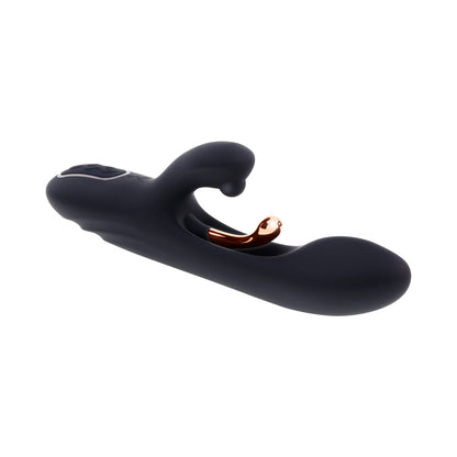 Playboy Aureus Rechargeable Silicone Rabbit Vibrator – Black – G-Spot Stimulation