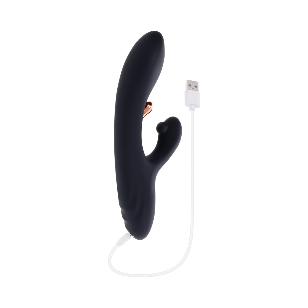 Playboy Aureus Rechargeable Silicone Rabbit Vibrator – Black – G-Spot Stimulation