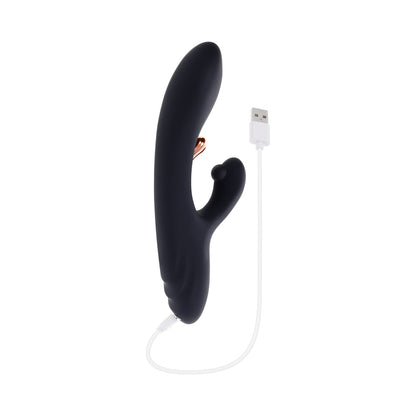 Playboy Aureus Rechargeable Silicone Rabbit Vibrator – Black – G-Spot Stimulation