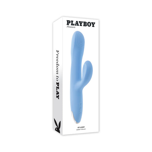 Playboy Up & Away Rechargeable Silicone Rabbit Vibrator – Blue
