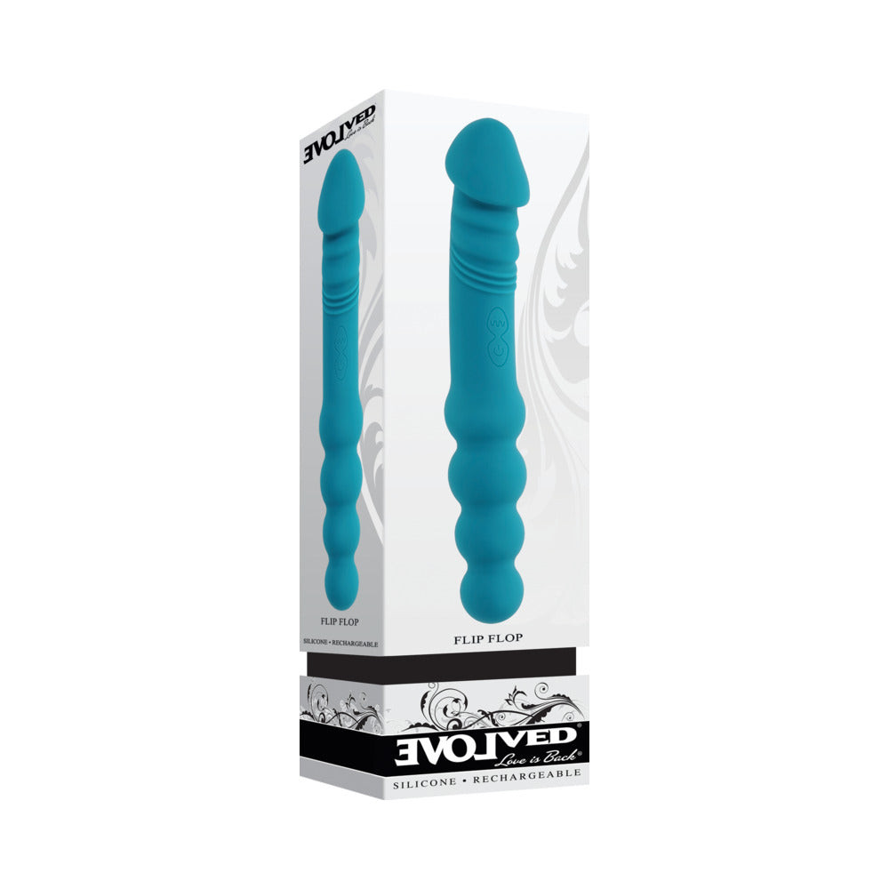 Evolved Flip Flop Rechargeable Dual-Ended Vibrator – Teal