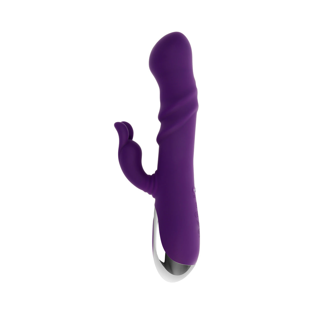 Playboy Bunny Punch Rechargeable Silicone Rabbit Vibrator with Twirling G-Spot Head - Purple
