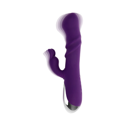 Playboy Bunny Punch Rechargeable Silicone Rabbit Vibrator with Twirling G-Spot Head - Purple