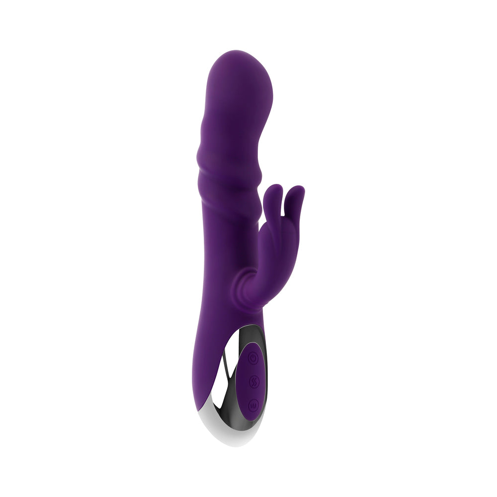Playboy Bunny Punch Rechargeable Silicone Rabbit Vibrator with Twirling G-Spot Head - Purple