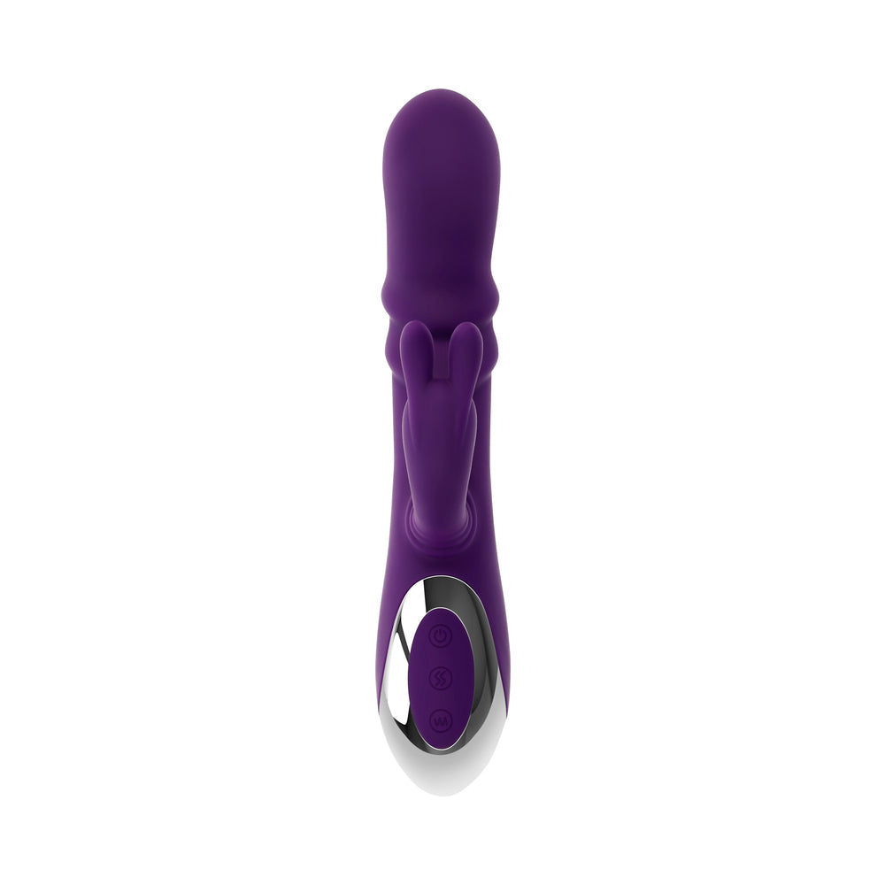 Playboy Bunny Punch Rechargeable Silicone Rabbit Vibrator with Twirling G-Spot Head - Purple