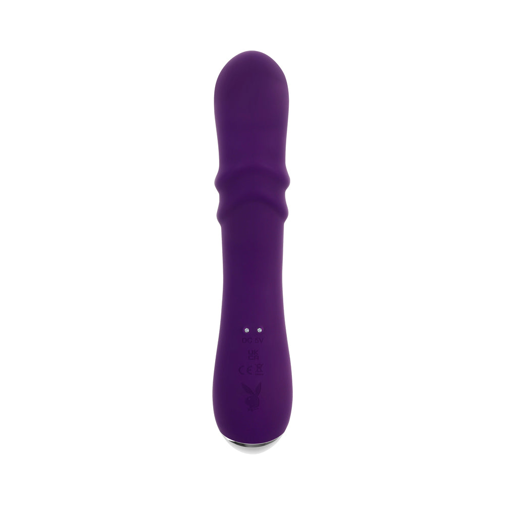 Playboy Bunny Punch Rechargeable Silicone Rabbit Vibrator with Twirling G-Spot Head - Purple