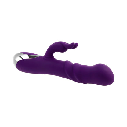 Playboy Bunny Punch Rechargeable Silicone Rabbit Vibrator with Twirling G-Spot Head - Purple