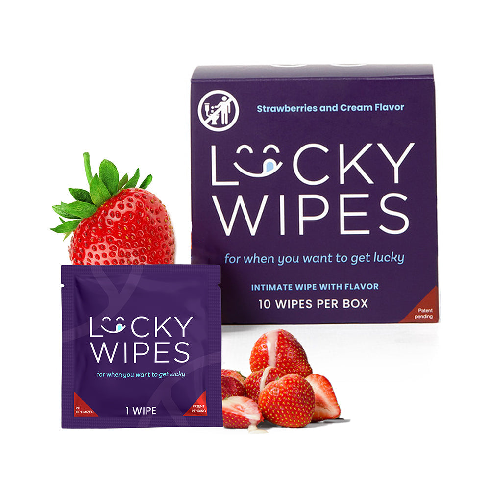 Sweetums Lucky Wipes Strawberries & Cream Flavor Intimate Wipes – 10-Pack
