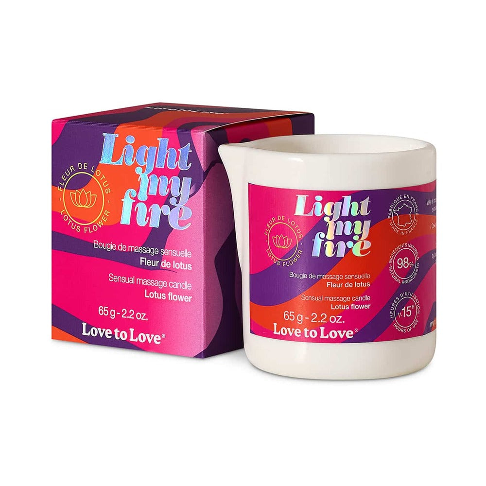 Love to Love Light My Fire Sensual Massage Candle - Lotus Flower - 2.2 oz