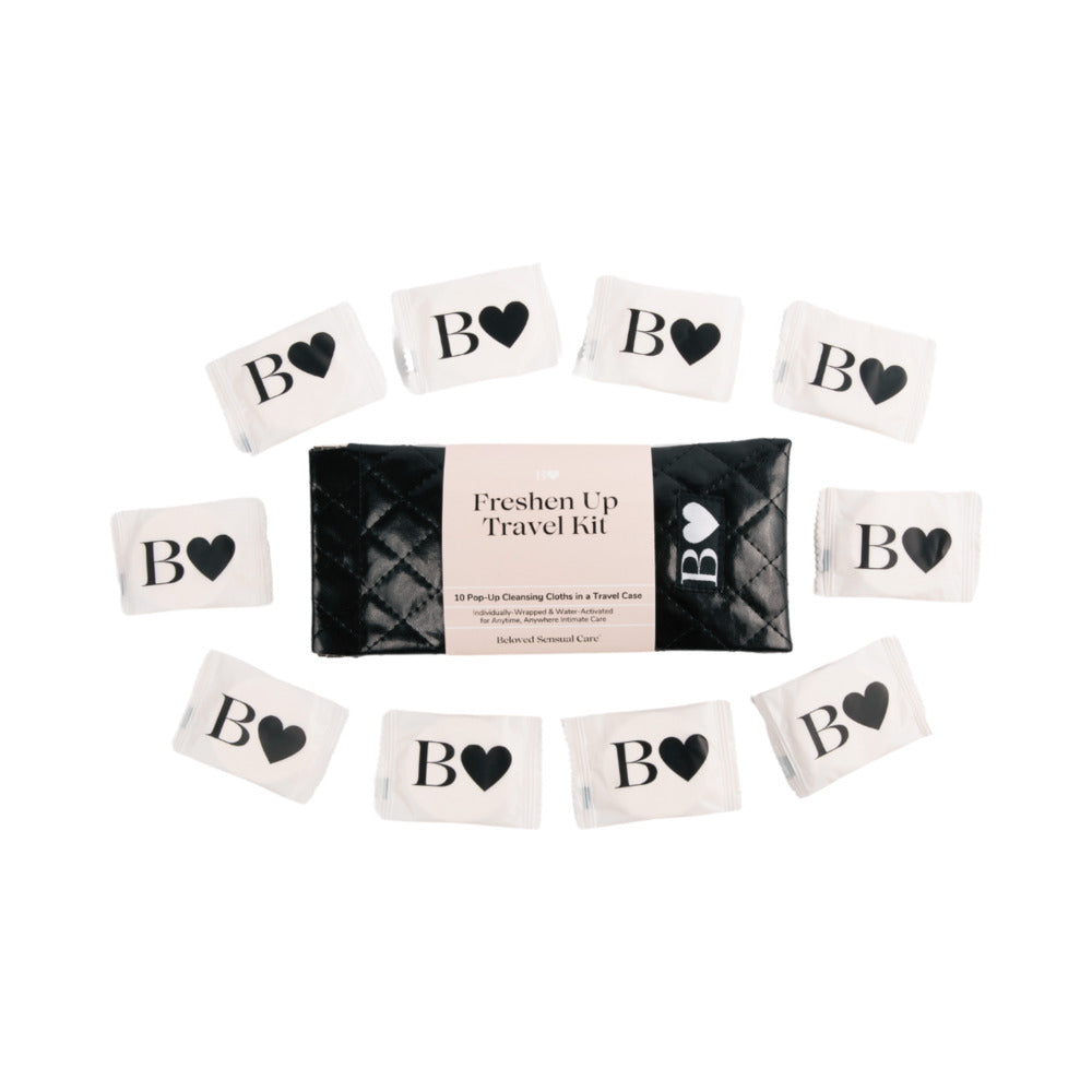 Beloved Freshen Up Travel Kit – Intimate Care Cleansing Cloths with Luxe Quilted Bag