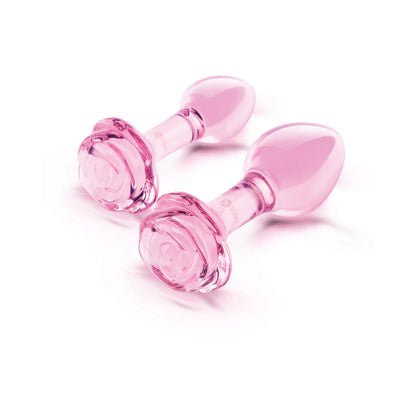 b-Vibe Pink Roses Training Plug Set – Glass Butt Plugs – Light Pink
