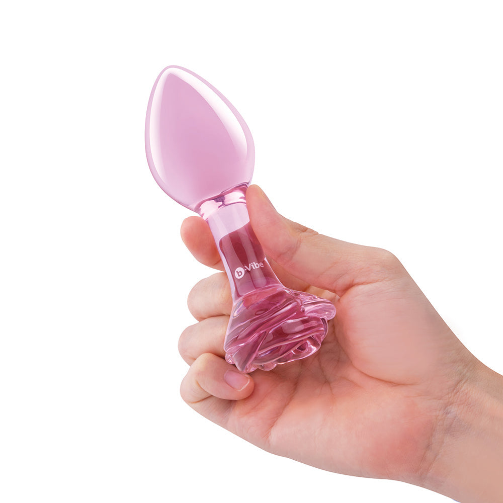 b-Vibe Pink Roses Training Plug Set – Glass Butt Plugs – Light Pink