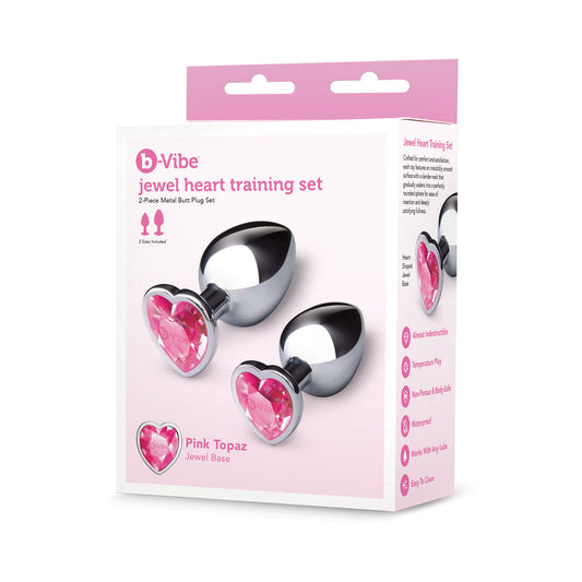 b-Vibe Jewel Heart Metal Butt Plug Training Set – Silver