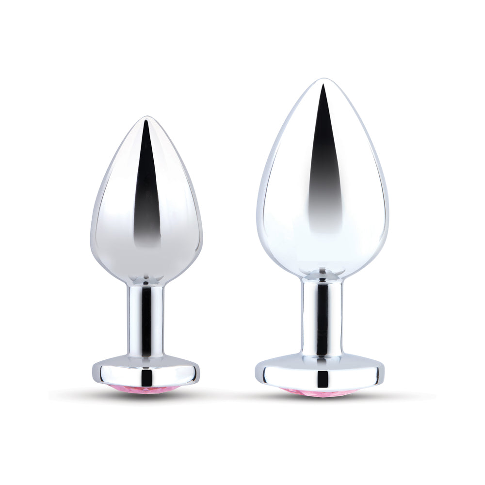 b-Vibe Jewel Heart Metal Butt Plug Training Set – Silver