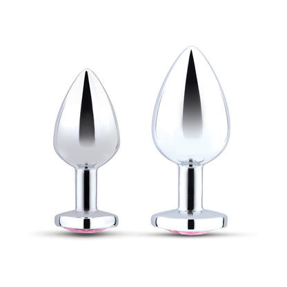b-Vibe Jewel Heart Metal Butt Plug Training Set – Silver