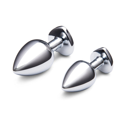b-Vibe Jewel Heart Metal Butt Plug Training Set – Silver