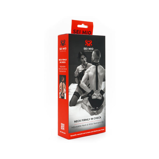 SEI MIO Neck Firmly in Check Adjustable Neck & Wrist Restraint Kit – Black