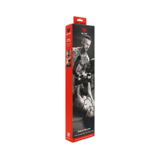 SEI MIO Spread the Love Ankle Spreader Bar with Wrist Cuffs - Black