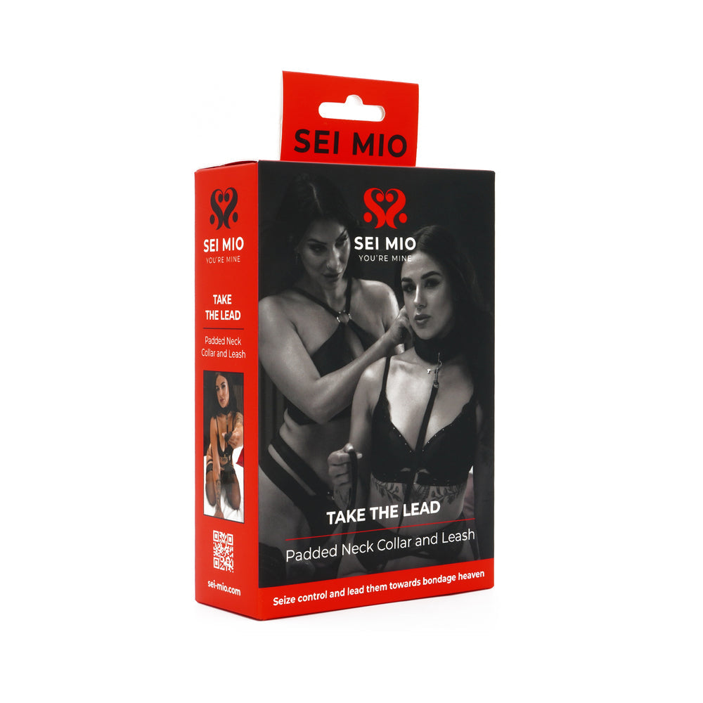 SEI MIO Take the Lead Padded Neck Collar and Leash – Black