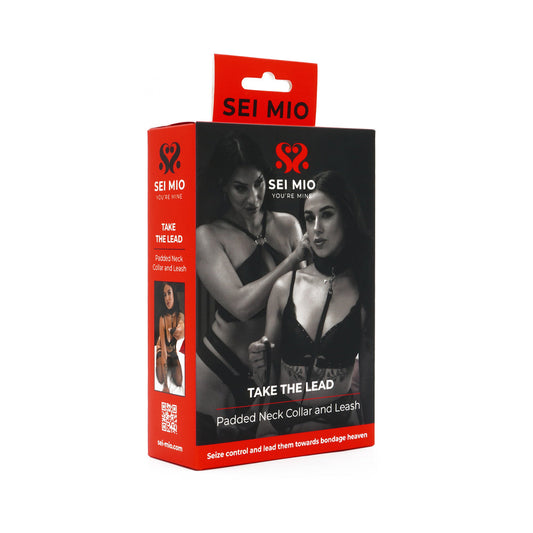 SEI MIO Take the Lead Padded Neck Collar and Leash – Black