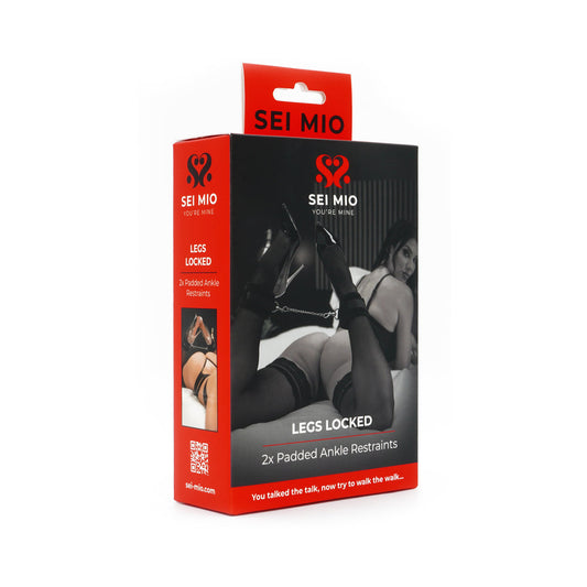 SEI MIO Legs Locked Padded Ankle Restraints – Black – Comfortable and Adjustable