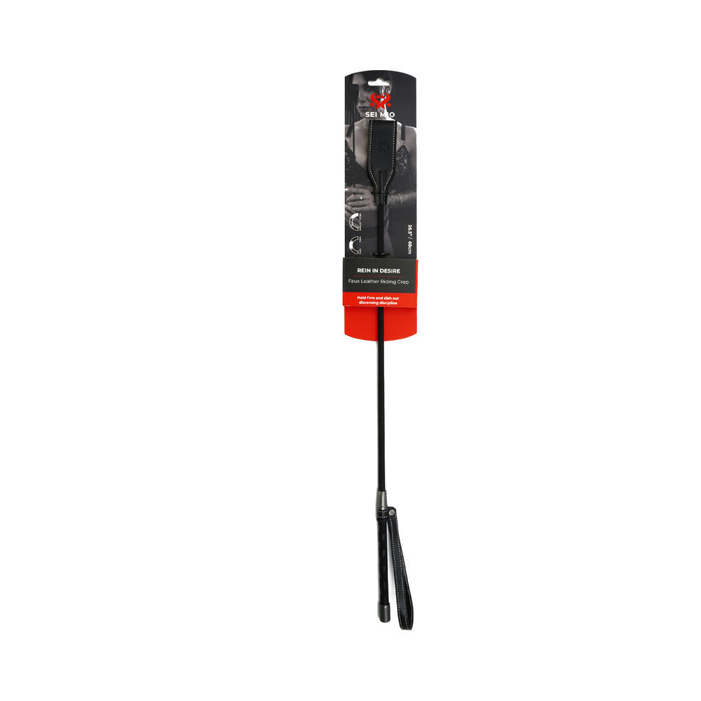 SEI MIO Rein in Desire Faux Leather Riding Crop – Black