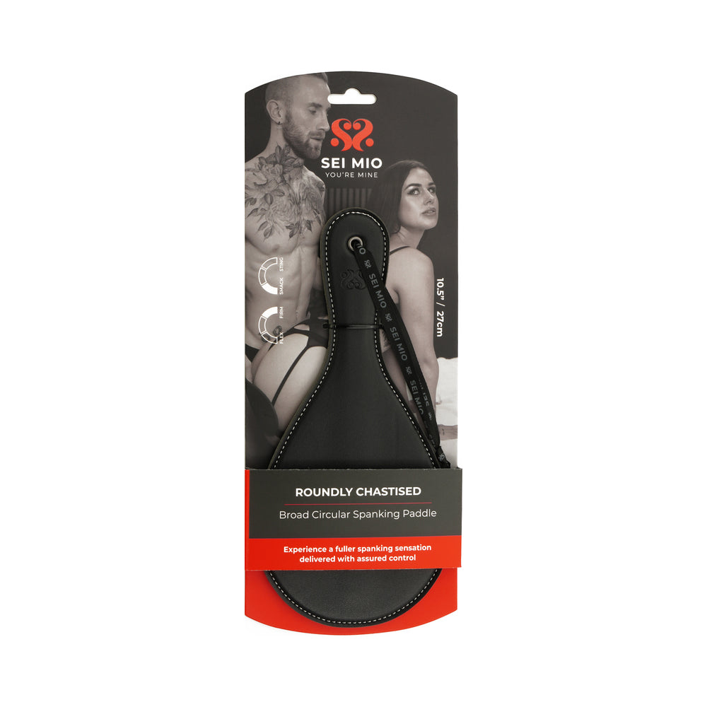 SEI MIO Roundly Chastised Broad Circular Spanking Paddle – Black