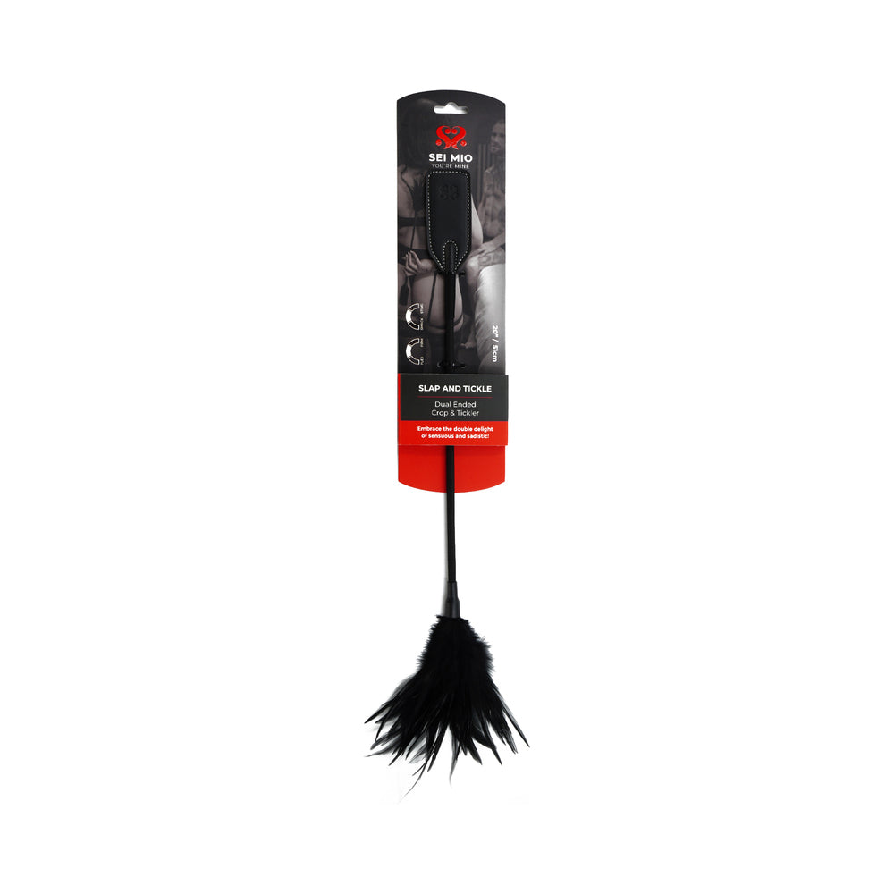 SEI MIO Slap and Tickle Dual Ended Crop and Tickler – Black