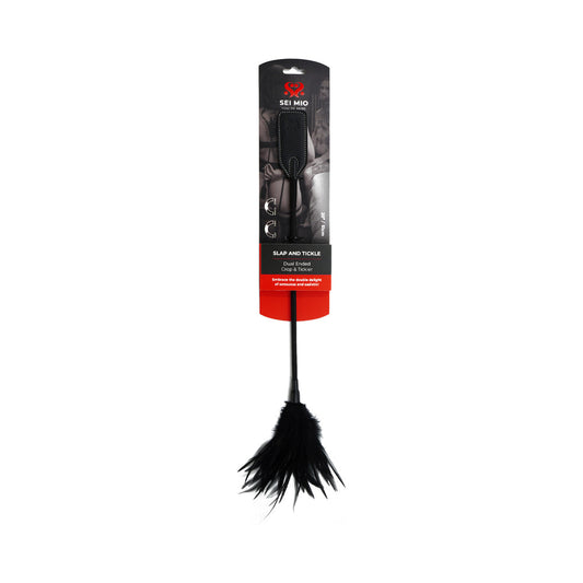 SEI MIO Slap and Tickle Dual Ended Crop and Tickler – Black