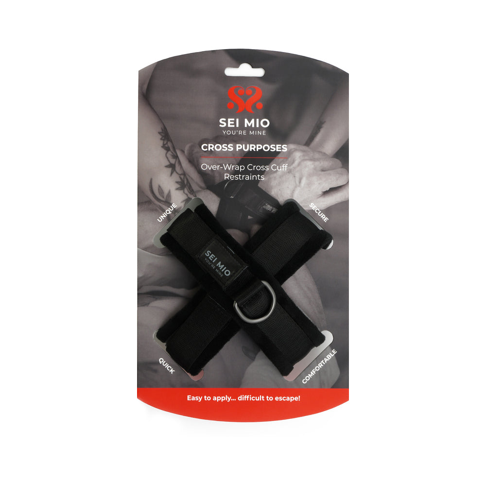 SEI MIO Cross Purposes Over-Wrap Cross Cuff Restraints – Black
