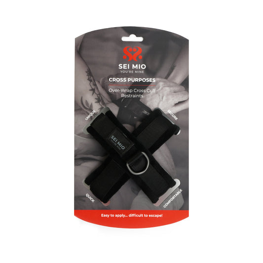 SEI MIO Cross Purposes Over-Wrap Cross Cuff Restraints – Black