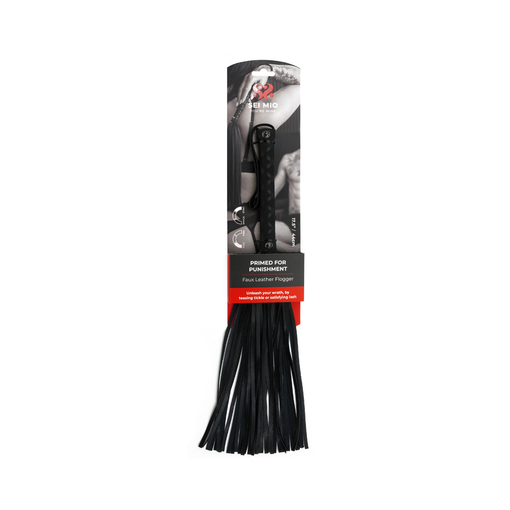 SEI MIO Primed for Punishment Faux Leather Flogger – Black