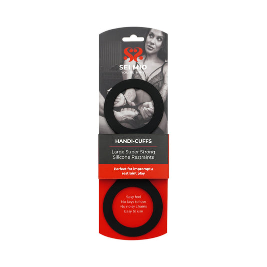 SEI MIO Handi-Cuffs Large Silicone Restraint Cuffs - Black