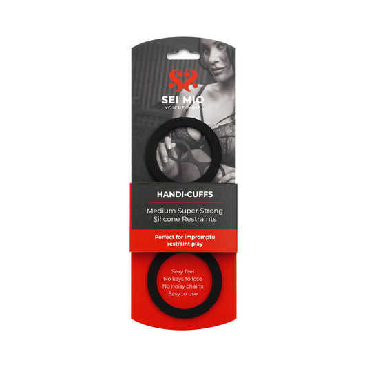 SEI MIO Handi-Cuffs Medium Silicone Restraint Cuffs – Black