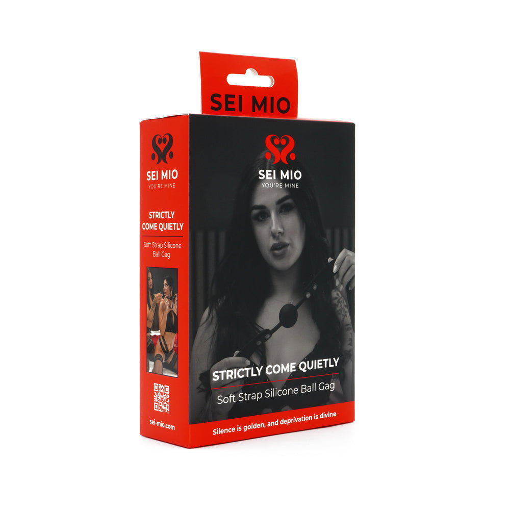 SEI MIO Strictly Come Quietly Soft Strap Silicone Ball Gag – Black