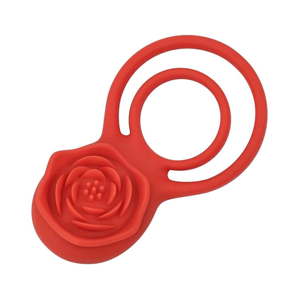 Adam & Eve Double Ring Vibrating Cock Ring with Remote Control – Red