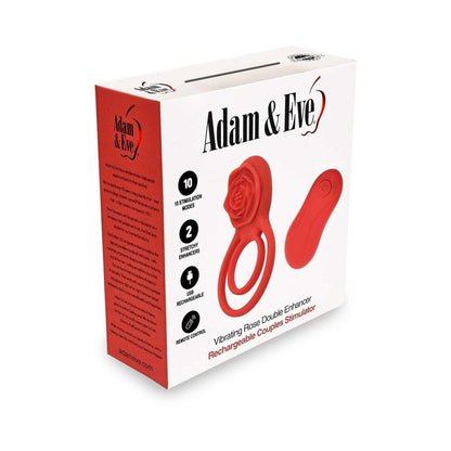 Adam & Eve Double Ring Vibrating Cock Ring with Remote Control – Red