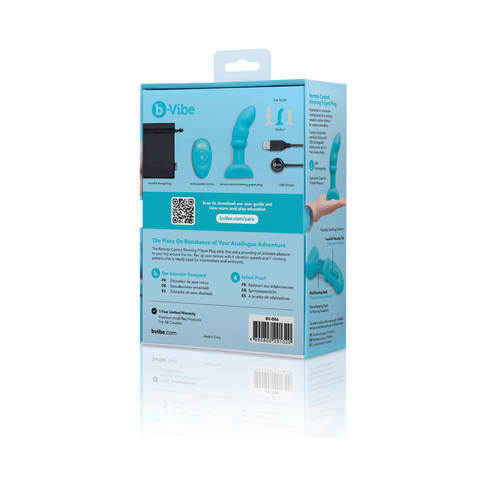 b-Vibe Remote Control Rimming P-Spot Plug – Blue – Prostate Stimulating Plug