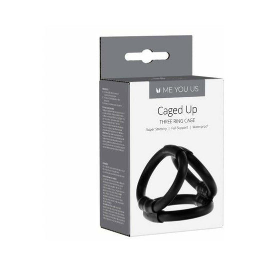 Me You Us Caged Up 3-Ring Cock Cage – Black