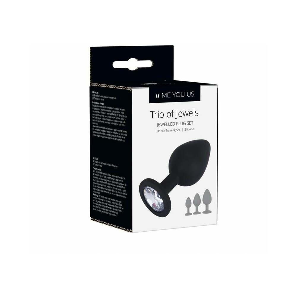 Me You Us Trio of Jewels 3-Piece Butt Plug Set – Black