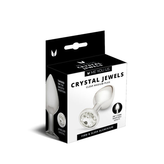 Me You Us Crystal Jewels Medium Aluminum Butt Plug – Clear with Purple Base