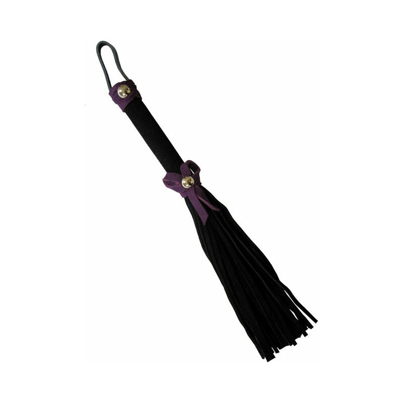 Ruff Doggie Styles Love Knot Mini Flogger – Black with Purple Bow