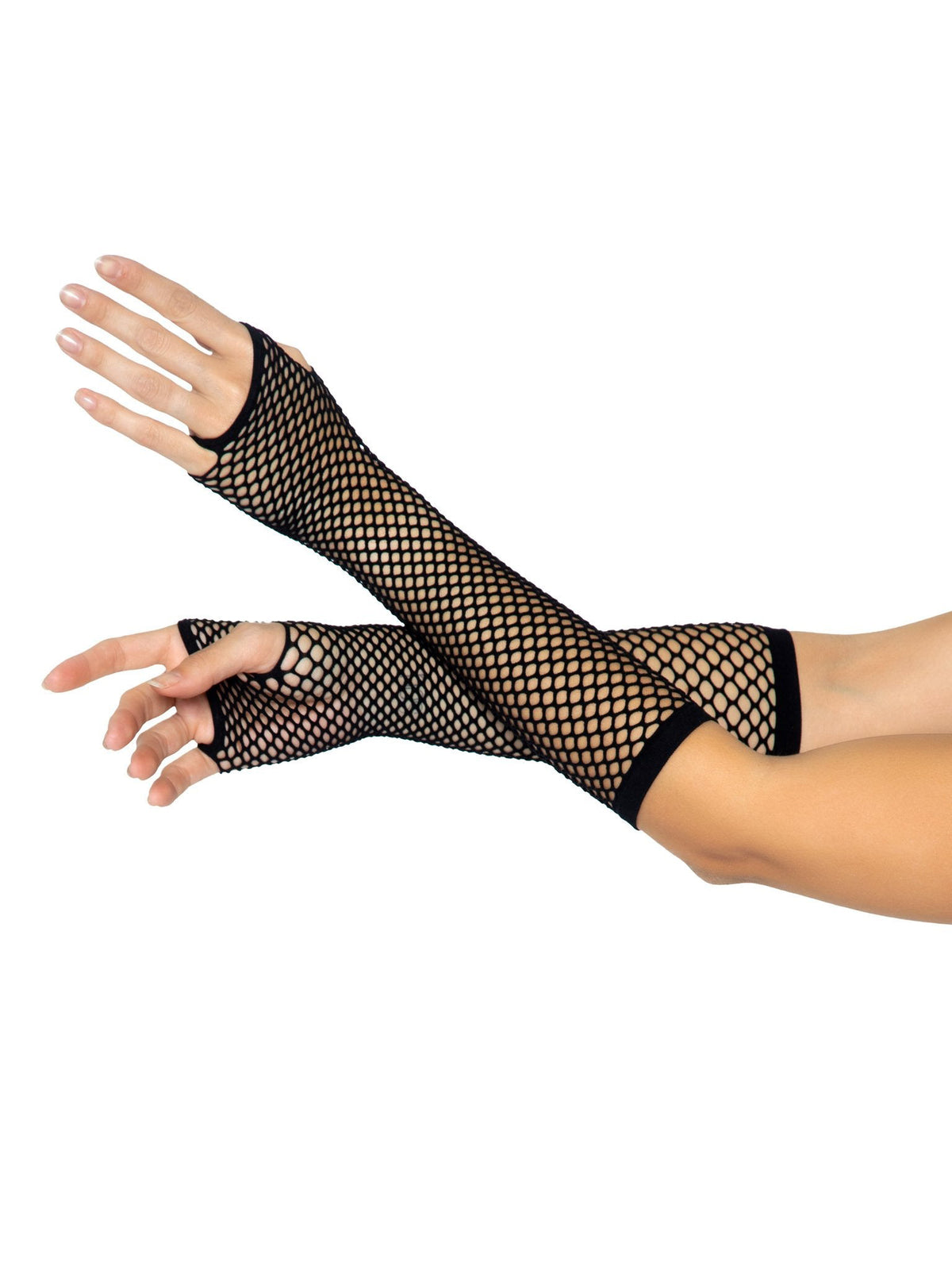Leg Avenue Triangle Net Fingerless Gloves – Black
