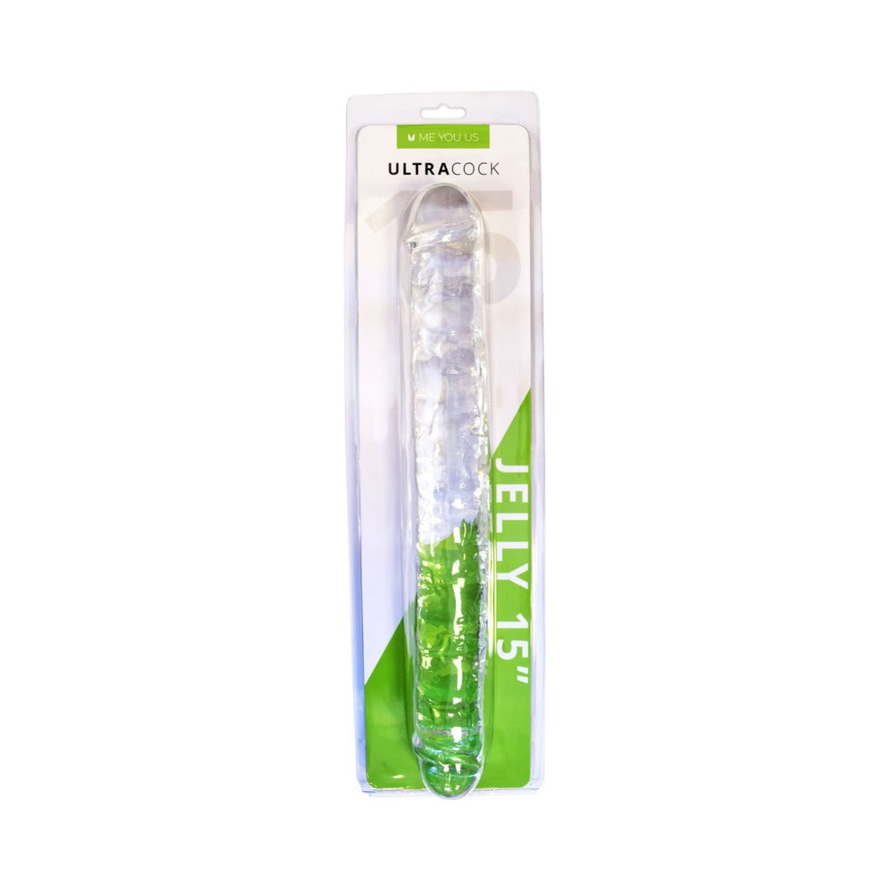 Me You Us Ultra Cock 15 in. Double Ended Dildo - Clear