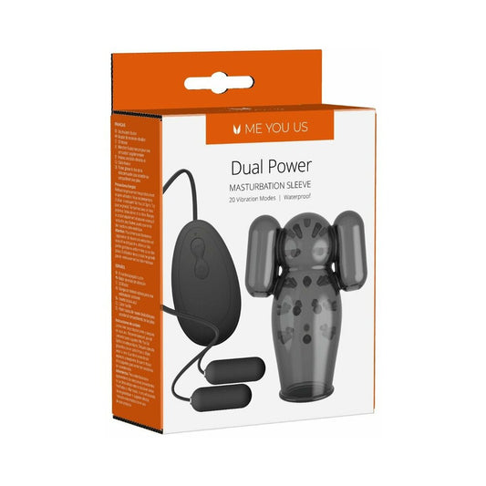 Me You Us Dual Power Vibrating Masturbation Sleeve – Black