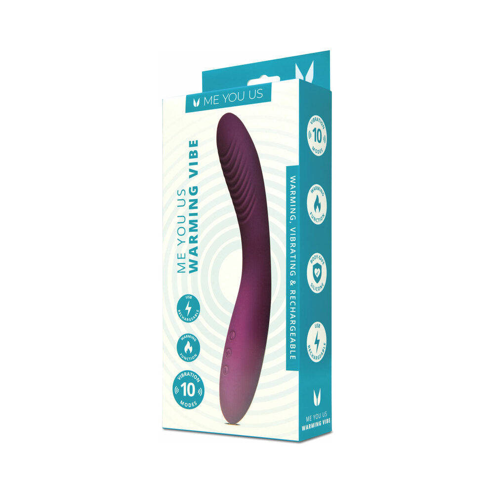 Me You Us Warming Vibe 9" Silicone Vibrator for G-Spot Stimulation - Purple